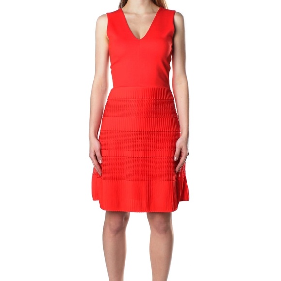 French Connection Dresses & Skirts - French Connection Women's Pleat Lace Jersey V Neck